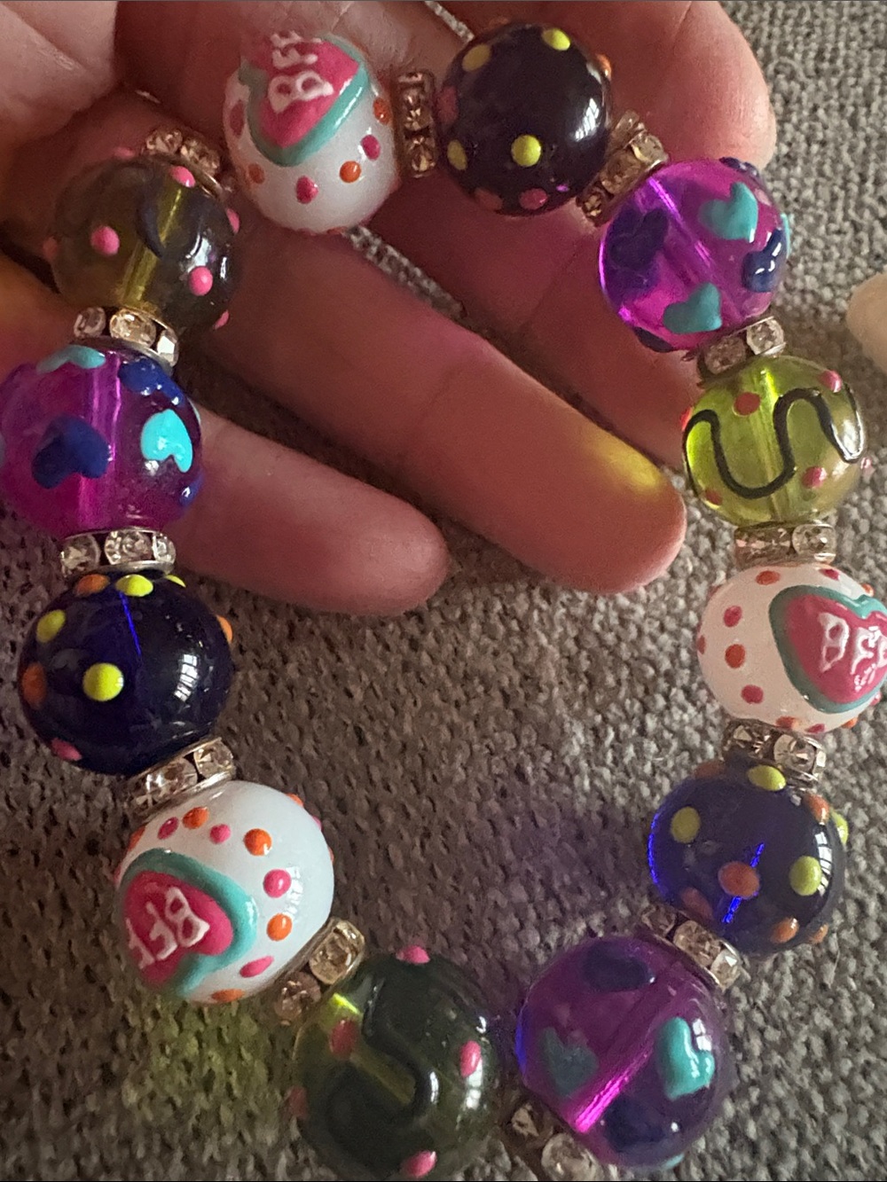 Kids Multicolor 'BFF' Beaded Charm Bracelet - Cute Heart & Polka Dot Design - Picture 5 of 6
